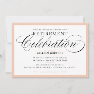FORMAL RETIREMENT PARTY modern fancy blush pink Invitation