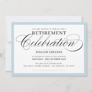 FORMAL RETIREMENT PARTY modern fancy pale blue Invitation