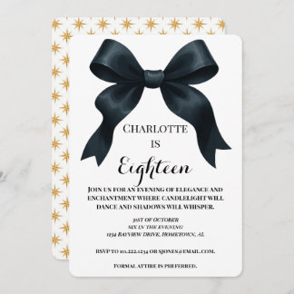 Formal Ribbon Birthday Invite - Gold Star