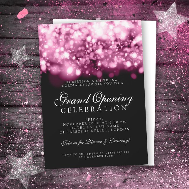 Formal Rose Gold Corporate Grand Opening Lights Invitation (Creator Uploaded)