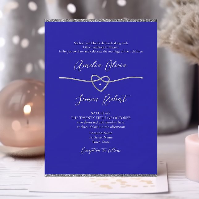 Formal Royal Blue Wedding Invitation (Creator Uploaded)