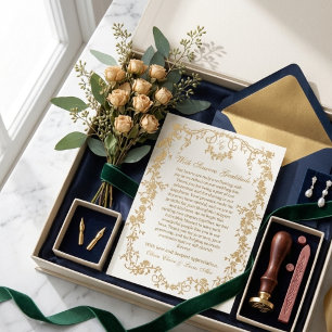 Formal Royal White and Gold Floral Wedding  Thank You Card