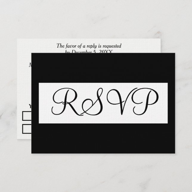 Formal RSVP Wedding Black White (Front/Back)
