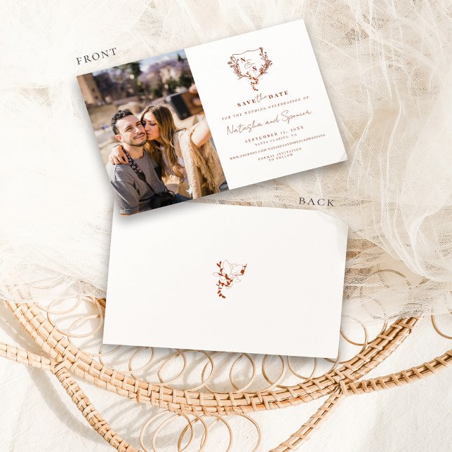 Formal Rustic Floral Crest Monogram Save The Date (Creator Uploaded)