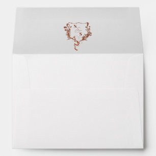 Formal Rustic Floral Crest Monogram Wedding Lined Envelope