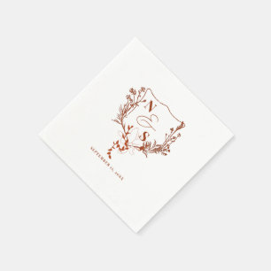 Formal Rustic Floral Crest Monogram Wedding Napkin