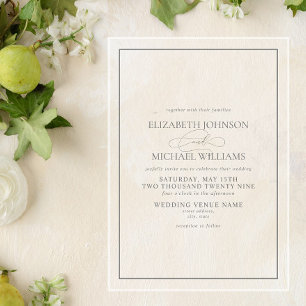 Formal Sage Green Classic Script Wedding Acrylic Invitations