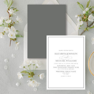 Formal Sage Green Classic Script Wedding Invitation
