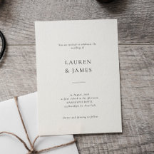Formal Script Black and White Wedding Invitation