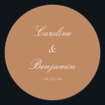Formal Script Elegant Wedding Custom Terracotta Classic Round Sticker<br><div class="desc">Stylish Formal Classic Traditional Script Elegant Wedding Invitation Custom Classic Round Sticker in Terracotta and White</div>