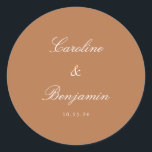 Formal Script Elegant Wedding Custom Terracotta Classic Round Sticker<br><div class="desc">Stylish Formal Classic Traditional Script Elegant Wedding Invitation Custom Classic Round Sticker in Terracotta and White</div>