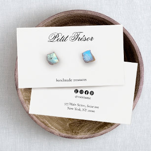 Formal Script Elegant White Earring Display Card