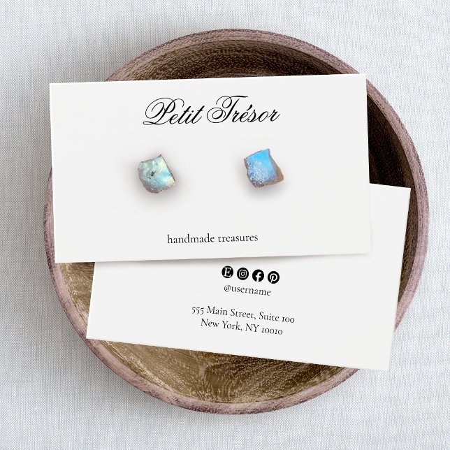 Formal Script Elegant White Earring Display Card (Creator Uploaded)