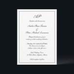 Formal Script Monogram Black White Elegant Wedding Invitation<br><div class="desc">Traditional style Wedding Invitation featuring a simple design in classic black and white with your monogram at the top along with your wedding details in an elegant script surrounded by a border. The colour may be changed to any colour you wish by clicking the "customise" button. This Wedding Invitation with...</div>