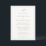 Formal Script Monogram Gold Elegant Wedding Invitation<br><div class="desc">Traditional style Wedding Invitation featuring a simple and classic design with your monogram at the top along with your wedding details surrounded by a border. Your details are in an elegant faux gold script and may be changed to any colour you wish by clicking the "customise" button. This Wedding Invitation...</div>