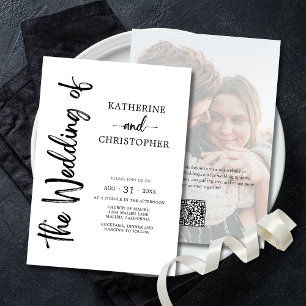 Formal Script Photo Black White Elegant Wedding Invitation