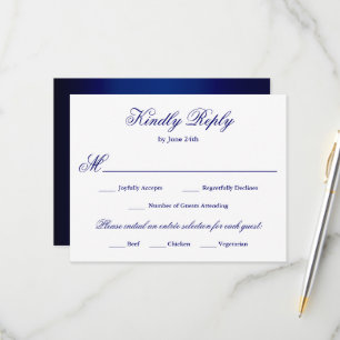 Formal Script Royal Blue Meal Choice RSVP Card