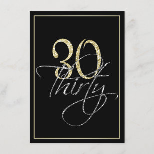 Formal Silver Black and Gold 30th Birthday Party Invitation