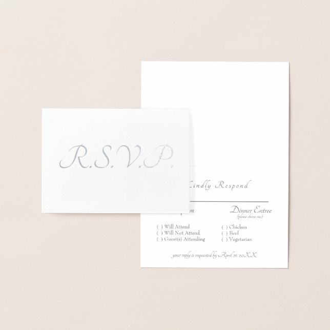 Formal Silver Foil II Grey RSVP Wedding Card (Display)