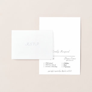 Formal Silver Foil RSVP Wedding Foil Card