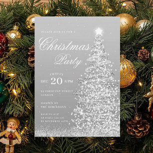 Formal Silver Winter Christmas Tree Holiday Party Invitation