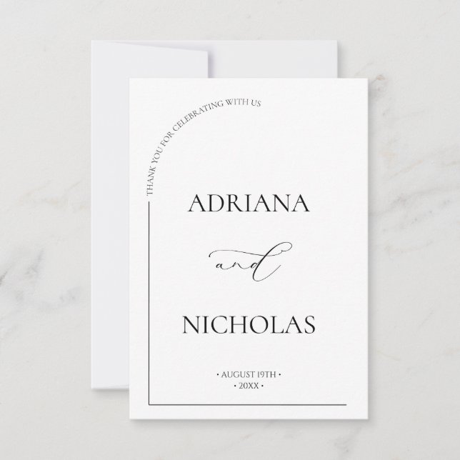 Formal Simple Arch Wedding Thank You Card (Front)