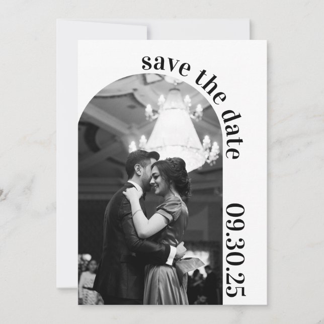 Formal Simple Black and White Save the Date (Front)