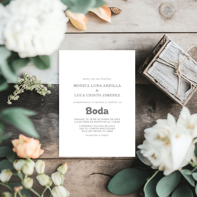 Formal Simple Boda Spanish Wedding Invitation (Creator Uploaded)