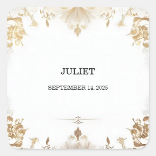 Formal Simple Classic Blank Bridal Shower Square Sticker