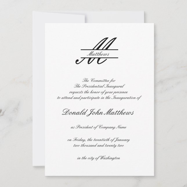 Formal Simple - Inaugural Invitation (Front)