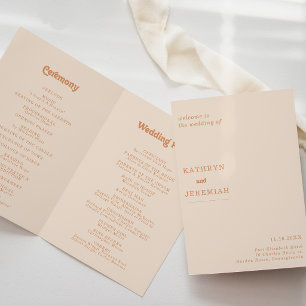 Formal Simple Minimal Terracotta Folded Wedding Programme