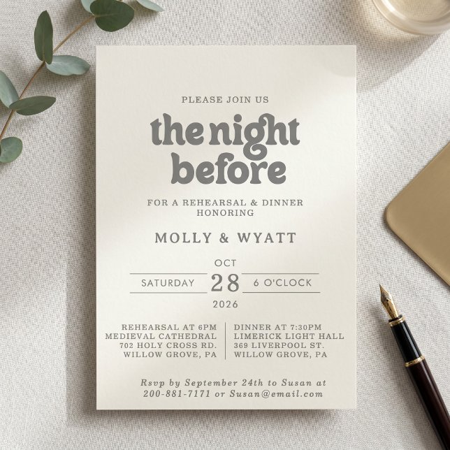 Formal Simple Night Before Rehearsal Dinner Invitation (Creator Uploaded)