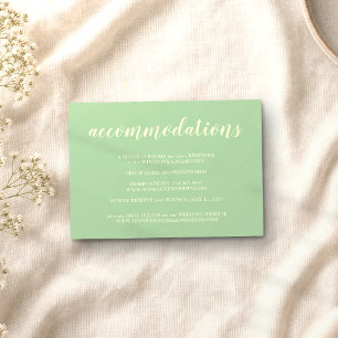 Formal Simple Pistachio Wedding Accommodations Enclosure Card