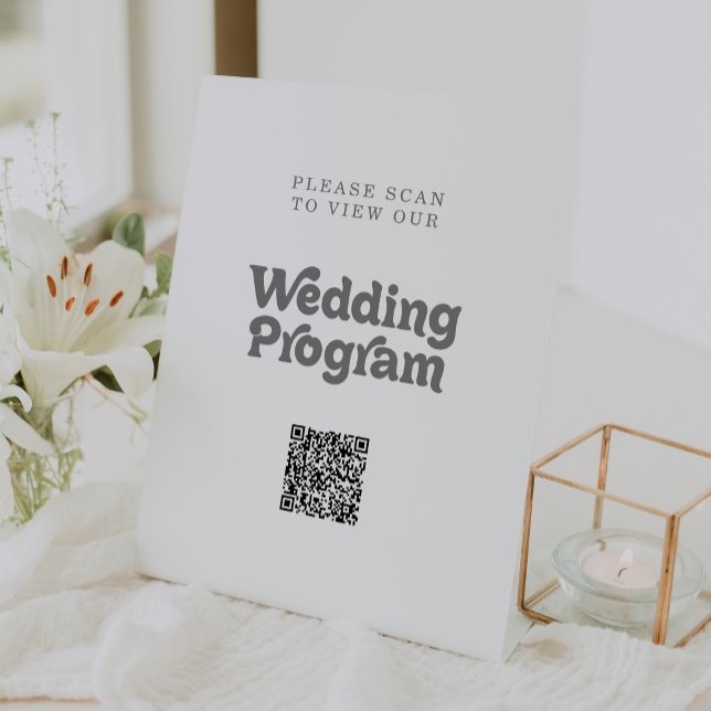 Formal Simple QR Code Wedding Program Pedestal Sign (Creator Uploaded)