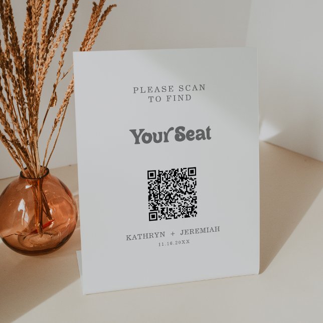 Formal Simple Seating Chart QR Code Pedestal Sign (Creator Uploaded)