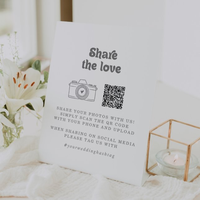 Formal Simple Share the Love QR Code Pedestal Sign (Creator Uploaded)