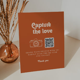 Formal Simple Terracotta Capture the Love Wedding Pedestal Sign