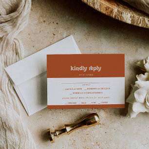 Formal Simple Terracotta Menu Choice RSVP Card