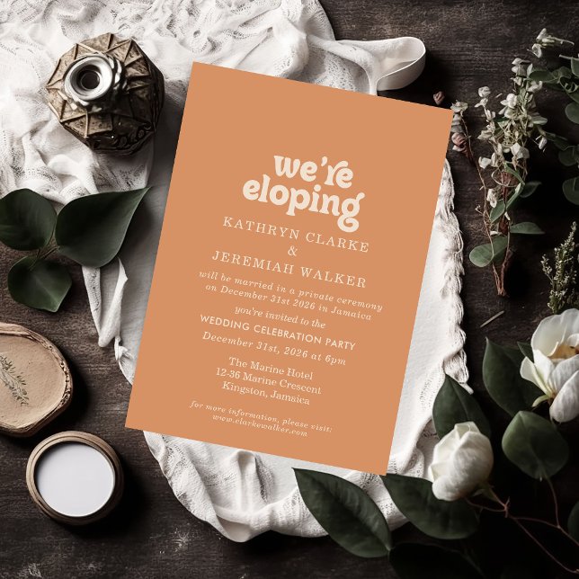 Formal Simple Terracotta Minimal We're Eloping Invitation (Creator Uploaded)