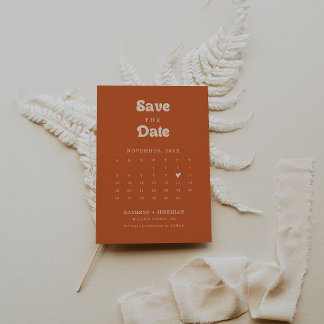 Formal Simple Terracotta QR Code Calendar Save The Date