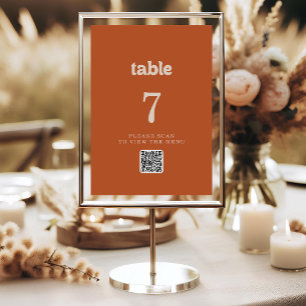 Formal Simple Terracotta QR Code Table Numbers