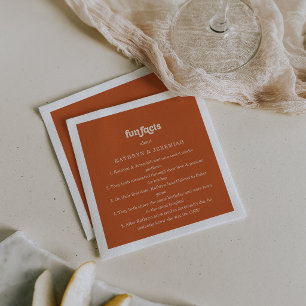 Formal Simple Terracotta Trivia Fun Facts Wedding Napkin