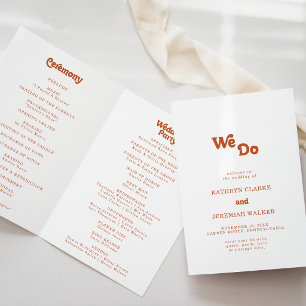 Formal Simple Terracotta We Do Folded Wedding Programme
