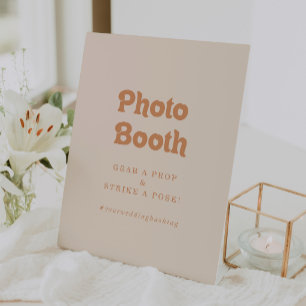 Formal Simple Terracotta Wedding Photo Booth Pedestal Sign