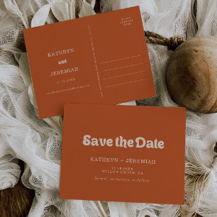 Formal Simple Terracotta Wedding Save the Date Invitation Postcard