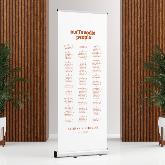 Formal Simple Terracotta Wedding Seating Chart Retractable Banner (Creator Uploaded)