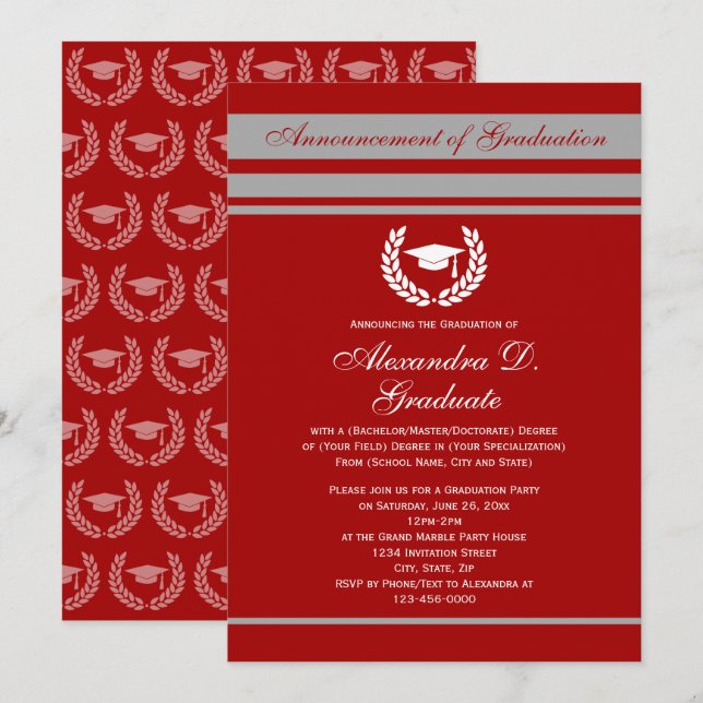 Formal Stripes College High School Graduation Invitation (Front/Back)