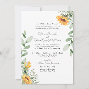Formal Sunflower Wedding Bride Parents Listed Invitation
