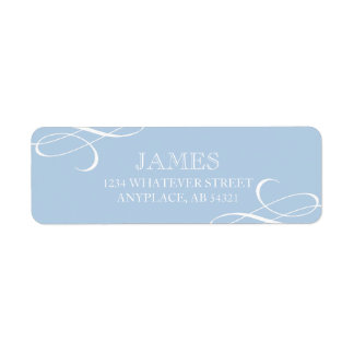 Formal Swirl Powder Blue Aqua Return Address Label