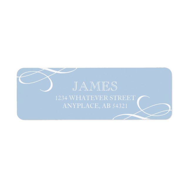 Formal Swirl Powder Blue Aqua Return Address Label (Front)